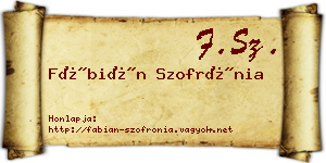 Fábián Szofrónia névjegykártya